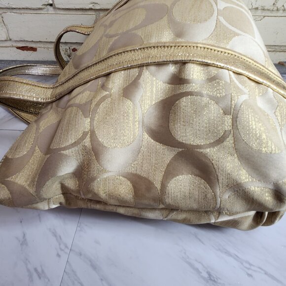 Coach Poppy Op Art Gold Signature C's Tote Bag Purse - Picture 8 of 16